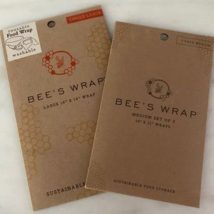 Set of new Bee’s wrap reusable green Saran plastic Wrap alternative
